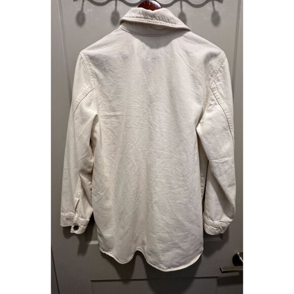 Old Navy Cream Jacket Women's S/M Denim Workwear Shacket Barn Chore Workwear - Picture 2 of 8